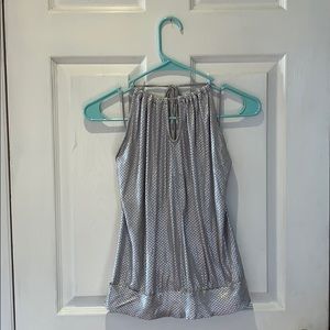 Shimmery silver back less top